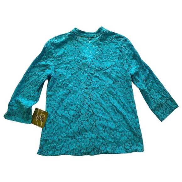 Valerie Stevens Women’s Size S Beautiful Dressy Aqua Blue Soft Lace Top NWT - Picture 2 of 8